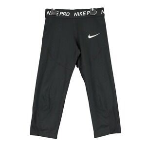 Nike Nike Pro Capri Leggings Girls S Elastic Waistband Mesh Panels Athletic Wear